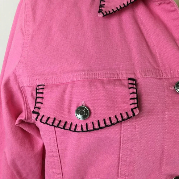 VTG Upcycled Pink Denim Jacket Hand Embroidered Western Fairycore 12 14 Y2K OOAK - Picture 6 of 7